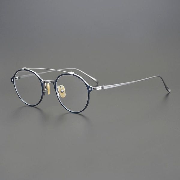 

fashion sunglasses frames pure titanium glasses frame men round designer optical eyeglasses myopia reading women prescription c, Black