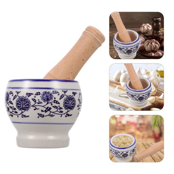 

storage bottles & jars 1 set garlic press spice masher multi-function crush pot pestle for kitchen