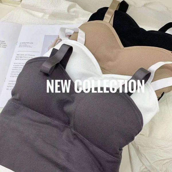 

women's tanks & camis korean student girls' suspenders, beautiful back running, rimless underwear, simple chest wrapping, comforta, White