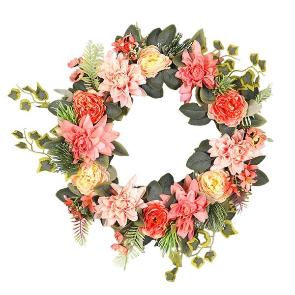 

orange dahlia garland door hanging wreath decor decorative household flowers & wreaths