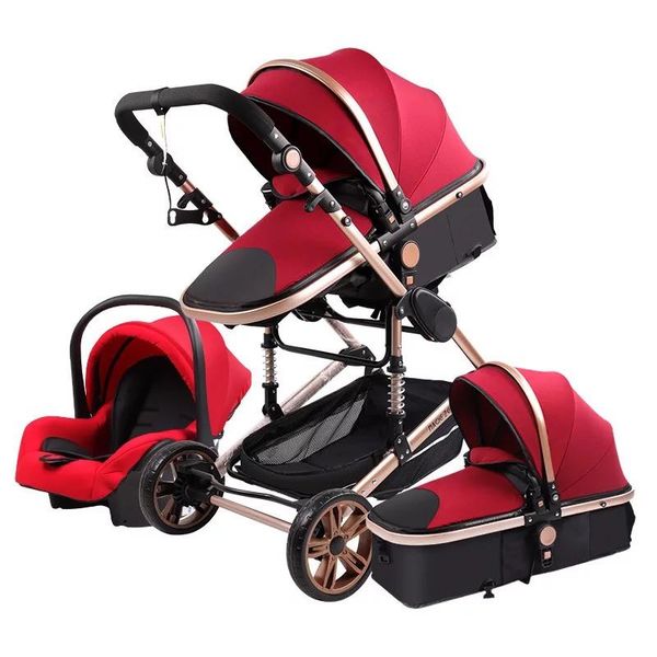 

luxury multifunctional baby stroller 3 in 1 with car seat born foldable carriage high landscape infant trolley strollers#