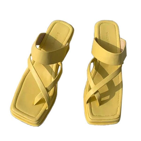 

sandals 2021 summer women slipper outdoor narrow band sandal shoes ladies high wedges heel slides flip flop mujer, Black