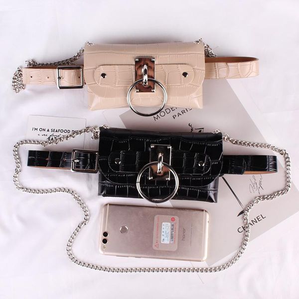 

waist bags detachable ring packs women alligator pattern pu leather belt phone pouch bag for chain crossbody shoulder