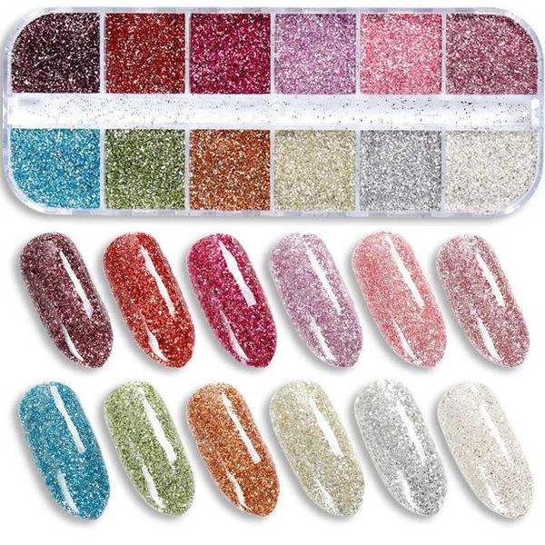 

box nail glitter pigment mirror sequins dust powder art holographic chrome dipping powders manicure tool1, Silver;gold