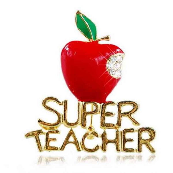 

christmas new apple teacher's day plated diamond alloy brooch gift