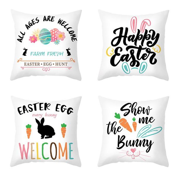 

pillow case 4pcs happy easter cushion cover eggs decorative print 45x45cm