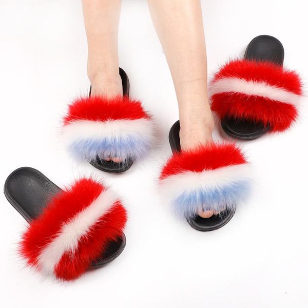 

slippers style colorful furry for women imitation fur slipper warm indoor eva sole non-slip summer, Black