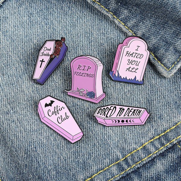 

tombstone pink color enamel brooches pin for women fashion dress coat shirt demin metal funny brooch pins badges promotion gift 2021 new des, Gray