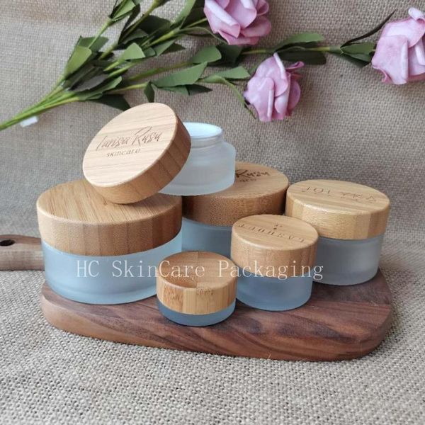 

storage bottles & jars wholesale mini containers 5ml glass empty for cosmetics with bamboo lid face cream lip my skin care refillable