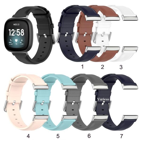 Para Fitbit Versa 3 Smart Watch Band Genuine Leather Strap para Fitbit Sentido / Versa3 Watchband Pulseira Pulseira Assistir Acessórios