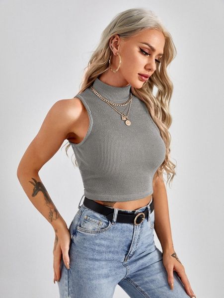 

ribbed mock neck tank w2yh#, White