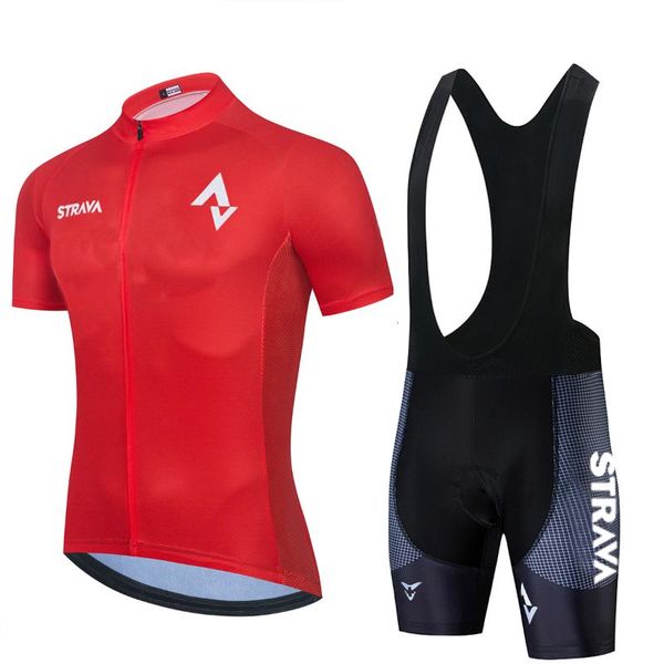 

racing sets strava 2021 men cycling jersey summer clothing suit maillot 9d bib shorts bicycle clothes sportwear short sleeve set, Black;blue