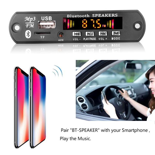 

bluetooth mp3 decoding board for 5v voice recording 12v car fm radio module support tf usb aux audio record & mp4 players