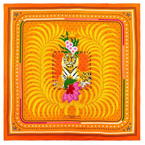 

scarves hand rolled edge designer head 90 silk scarf satin scarfs animal print neck foulard femme double-sided headwrap, Blue;gray