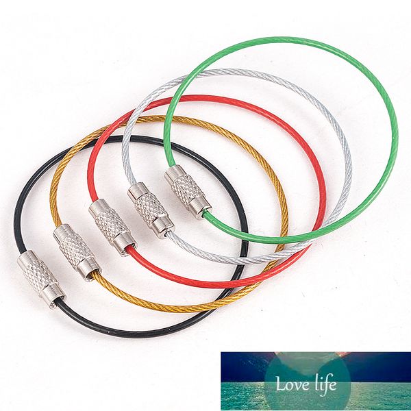 

5pc stainless steel wire keychain cable rope key holder keyring 5 colors key chain rings women men jewelry factory price expert design quali, Silver