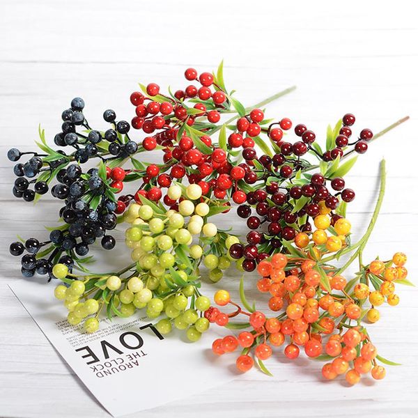 

decorative flowers & wreaths red berries wild fruit 8 fork simulation berry artifical flower 2pcs crafts plastic christmas tree decorations