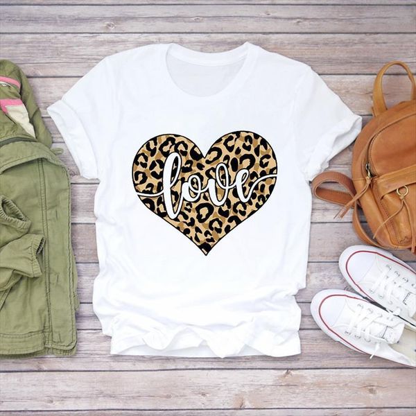 

and women leopard love men t shirts letter summer autumn clothing girl print lady womens graphic female tee, White;black