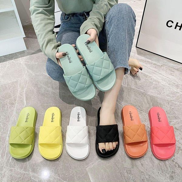 

slippers ladies' spring and summer style leisure soft sole solid color beach indoor drag fashion women's shoes, Black