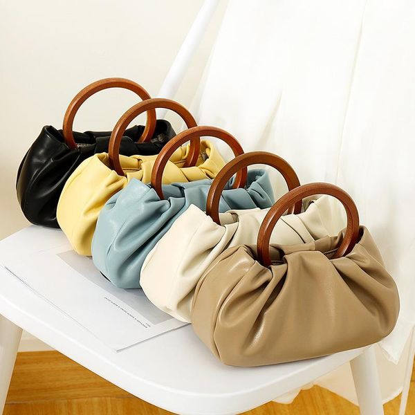 

evening bags women retro shoulder bag chain messenger simple wooden handle folding ladies handbag 2021 trendy products