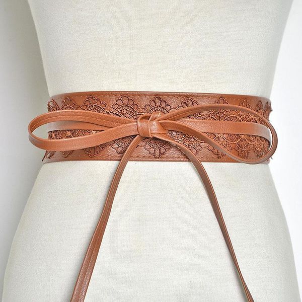

belts women lace up belt tie bow for wide waistband female dress fashion ties ladies decoration 2021 adult, Black;brown