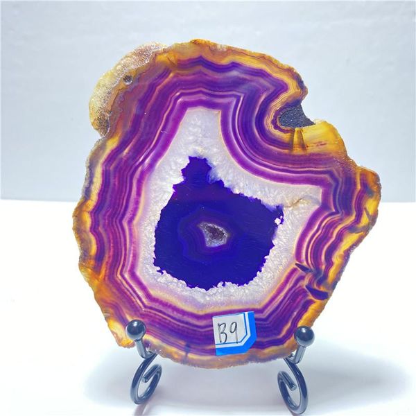 Decorativo Objetos Figurinhas Natural Crystal Agate Slab Geode Slice Mineral Energy Stone Healing Home Decoração Presente