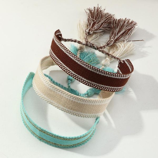 

tennis arrival boho yarn rope chain womens bohemia letter weaving fashion contracted wrist band tassel jewelry for girls, Golden;silver