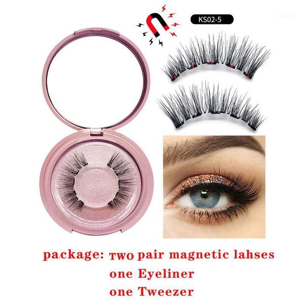 

magnetic eyelashes 3d false mink eye lashes with liquid eyeliner fake natural long tweezers extension makeup set kit1