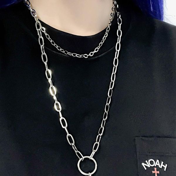 

fashion vintage silver color chain pendant necklaces for women statement simple round 2021 trend female jewelry chains