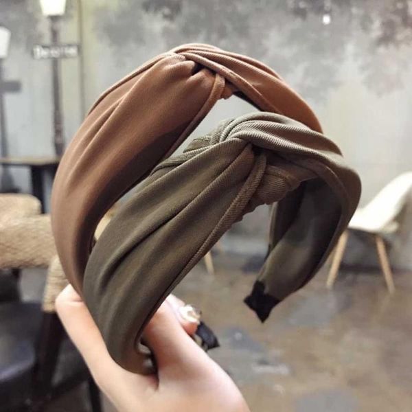 

solid color cloth cross hairband headband turban for women lady wide plastic hair hoops bezel bands headwear accessories