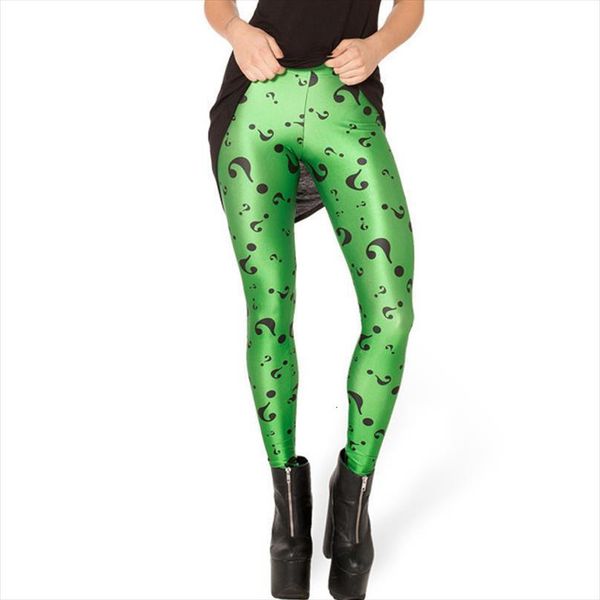 

special design galaxy green women leggings question mark printing clothes fitness skinny gl168, Black