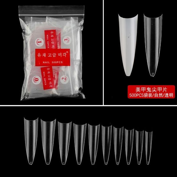 

nail art kits 500pcs nails lavish long clear stiletto tips for acrylic diy home use manicure hybrid paint need macoat