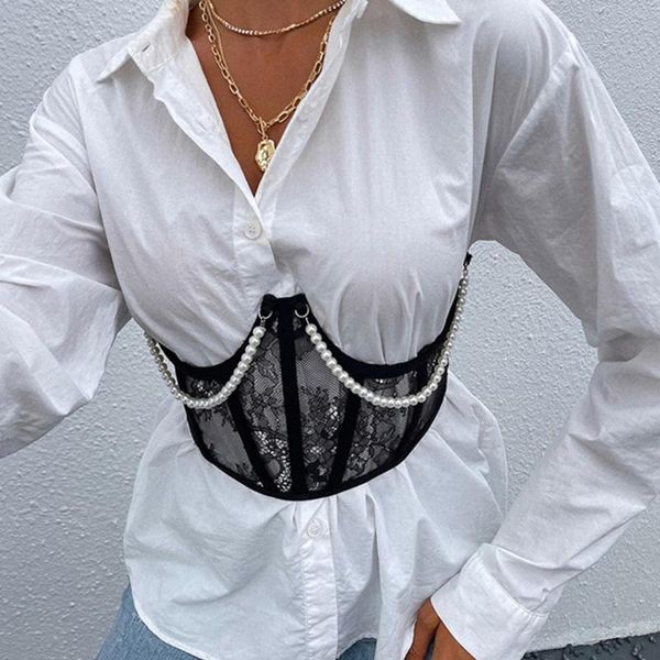 

belts elegant women oil painting corsets bustiers girdle waist belt underbust string bead corset slim steampunk, Black;brown