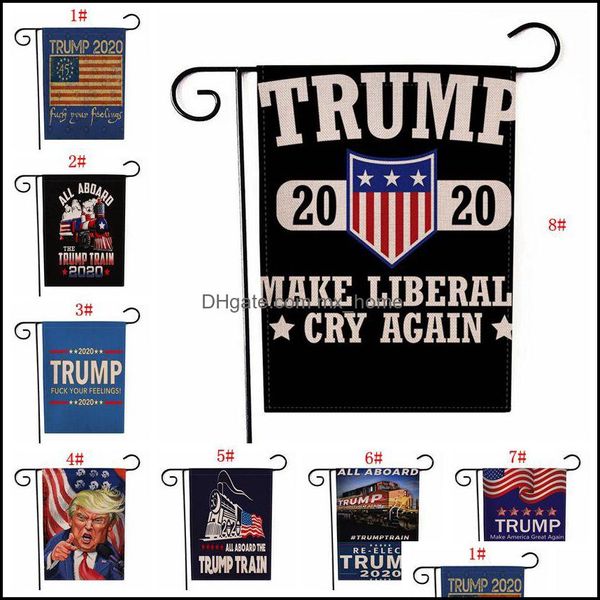 Festliches Partyzubehör für Zuhause, 12 Stile, amerikanische Flagge, US-Präsidentschaftswahl, Donald Garden-Flaggen, Make America Great Again, Banner-Dekoration