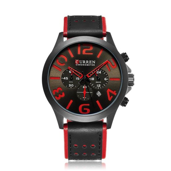 

wristwatches 2021 student sports watch concept creative men's six needle single calendar leather waterproof quartz watc, Slivery;brown