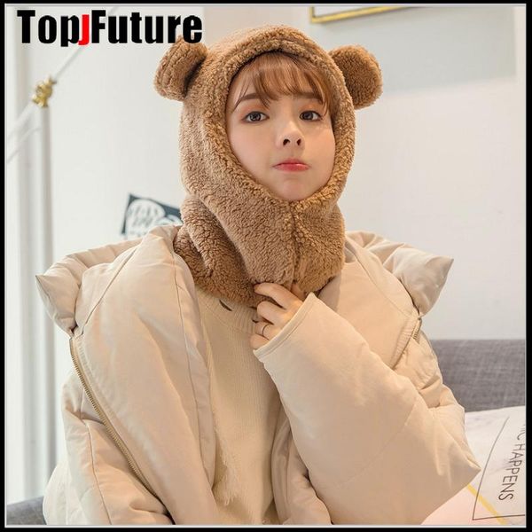 

scarves ins winter cute selling bear ears warm hat windproof neck scarf cap student women plus cashmere, Blue;gray