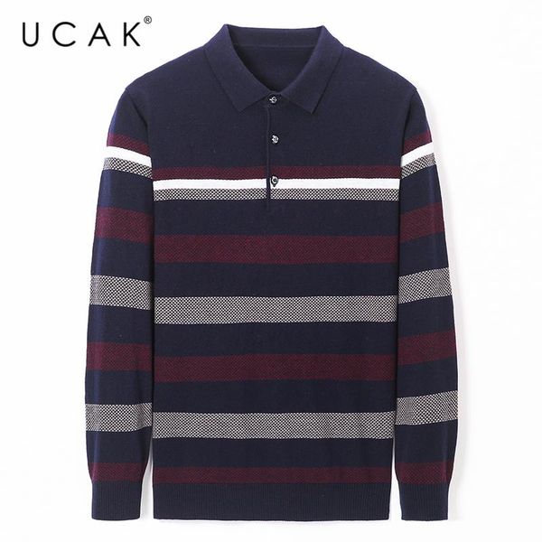 

brand fashion stripe sweaters men clothing streetwear autumn winter pullover homme turn-down collar sweater clothes u1066 men's, White;black