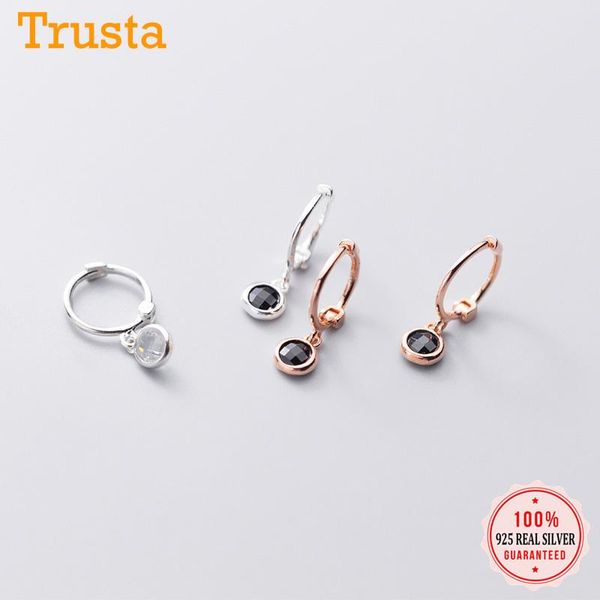 

other trustdavis genuine 925 sterling silver cute round water drop white black cz hoop earring for women piercing earing jewelry da999, Golden;silver