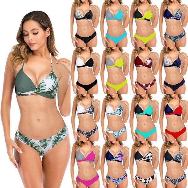 

women's swimwear 2021 swimsuit hard pack split bikini color matching, White;black