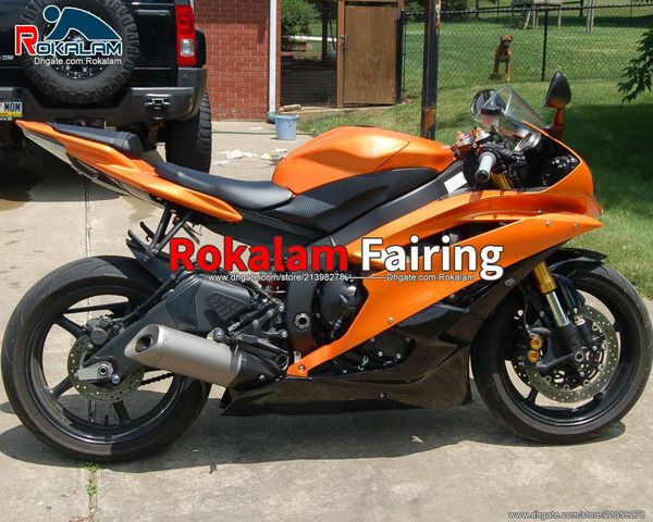 Bodyworks para Yamaha YZF R6 YZF-R6 06 07 Laranja Preto Feedings YZF 600 YZF600 2006 2007 Cowling (moldagem por injeção)