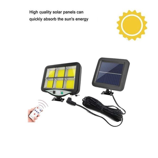 

solar lamps seperable 128 led light outdoor 6 head motion sensor remote control wide angle illumination wall lamp garden gar