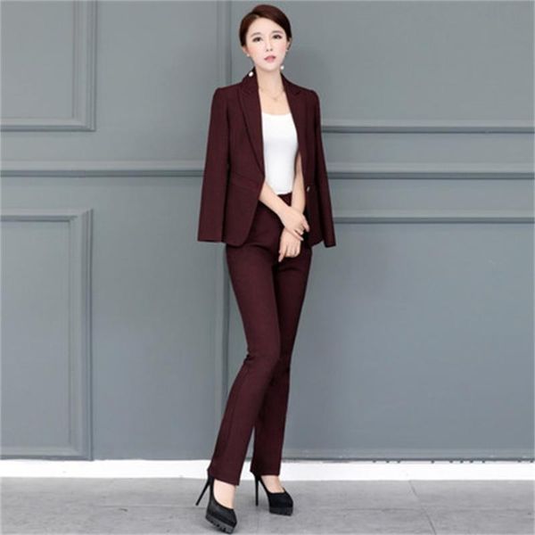 

women's suits & blazers spring and autumn loaded women wear ol suit interview office slim jacket+ straight trousers two pieces / sets, White;black