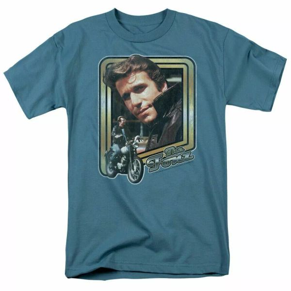 

happy days the fonz t shirt mens fonzie licensed classic tv show slate, White;black