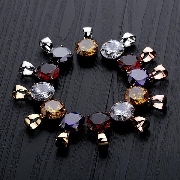 

single large zircon pendant necklace fashion womens mens hip hop jewelry gold silver hiphop necklaces