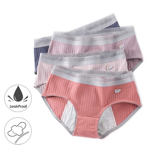 

women's panties leak proof menstrual physiological pants women underwear period cotton waterproof briefs lingerie dropshipping 3 pcs/se, Black;white