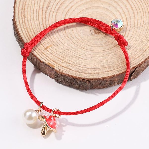 

charm bracelets makersland mushroom bracelet adjustable design cartoon trendy red knots rope pendant pearls children, Golden;silver