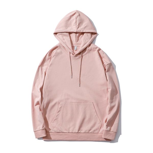 

2021 spring fashion solid color pullover drop shoulder loose hooded hoodies, Black