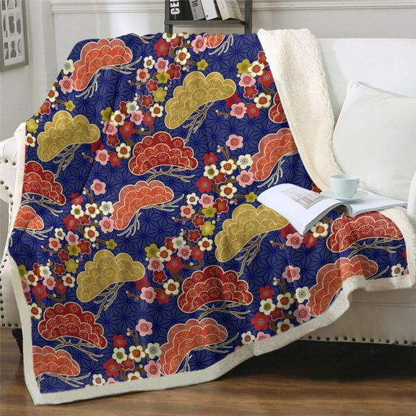 

blankets japanese for beds cherry blossom throw blanket colorful floral plush bedspread classic fashion