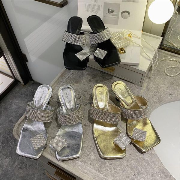 

slippers casual glitter slides shoes women heels rubber flip flops pantofle med luxury jelly high hawaiian 2021 soft thin, Black