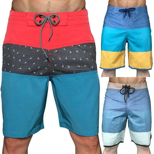 

men's sports waterproof elastic surfing quick-drying beach pants shorts 2021 summer splicing color short, White;black