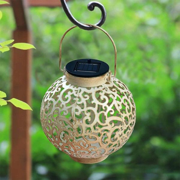 

lawn lamps lamp solar light cloud pattern lantern shape hollow designs vintage powered hanging greensward for decoration